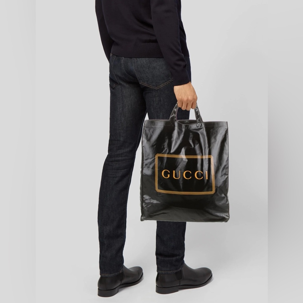 GUCCI MONTECARLO CRYSTAL LOGO PRINT SHOPPING TOTE - Picture 3 of 11